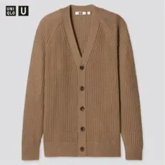 UNIQLO U ラグランVネックカーディガン 長袖 ブラウン