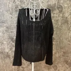 ✨GU✨ジーユー♡長袖ニット♡網目編み♡センス抜群♡キレイ目♡黒♡(XL)