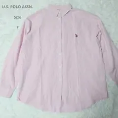 U.S. POLO ASSN. ストライプ シャツ 長袖 ピンク F