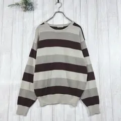 ランダムハウス/RANDOM HUG (M) ストライプ 長袖ニットセーター