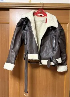ダークブラウン レザーショートジャケット　0XL