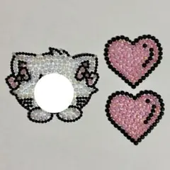 デコパーツ ストーン セット うちわデコ 猫 ピンク