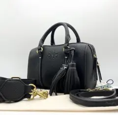 極美品✨トリーバーチ　ミニボストンバッグ　3way　レザー　ブラック　タッセル