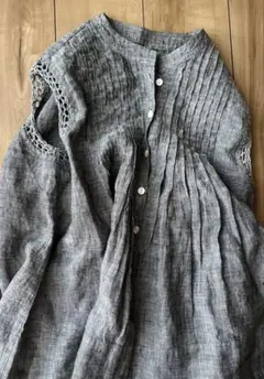 藍染型染め 半袖ブラウス 刺し子 ハンドメイド - メルカリ