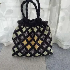 ハンドメイド パッチワーク 巾着バッグ