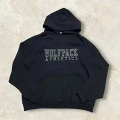 00s WOLFPACK 肉厚 スウェットパーカー 刺繍 US古着 プルオーバー