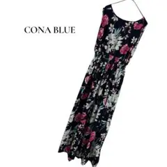 CONA BLUE ノースリーブロングワンピ ネイビー 花柄 レディース