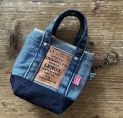 vol.1039 usedデニムリメイク　ミニトートバッグ型ポーチ　10cm