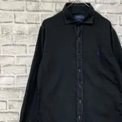 ラルフローレン長袖シャツ！ブラックM ロゴ刺繍 1211