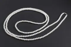 定形外郵便の送料込み:白パールネックレス:6～8㍉:約150㎝まで長さの変更可能