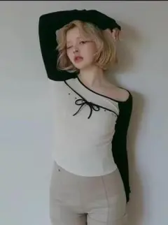 andmary Alma ribbon 新品 Tシャツ リボンデザイン ブラック