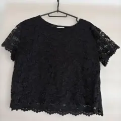 earth music&ecology ブラックレーストップス サイズF