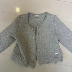 petit main グレー スカラップヘム カーディガン