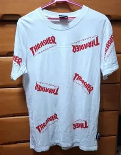 THRASHER MAGAZINE 総柄ロゴ Tシャツ ホワイト XXL 白×赤のサムネイル