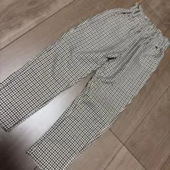 チェック柄フリルウエストパンツ