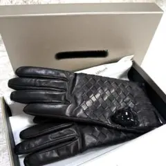 未使用級 タグ付き EMPORIO ARMANI 手袋 ラムレザー 編み込み Sのサムネイル