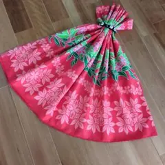 【ハンドメイド】ケイキ用　パウスカート　☆赤✕プルメリア・リーフ