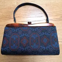 和装用バッグ 青と赤の草花柄