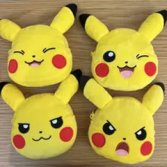 【新作コンプリート】ポケモン ピカチュウ フェイスポーチ 4個セットのサムネイル