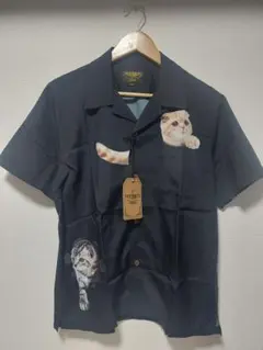 UNIVERD72 アロハシャツ ブラック 新品　ユニバース72　キャット柄　猫