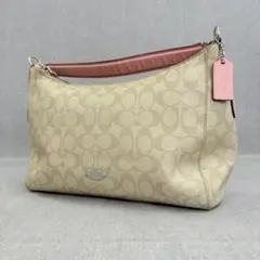 COACH コーチ ハンドバッグ シグネチャー ベージュ ピンク