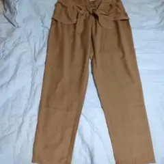 ブラウン カジュアルパンツ LL ウエストリボン付き