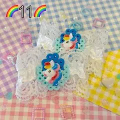 水色イチゴ☆ユニコーンヘアクリップ♬