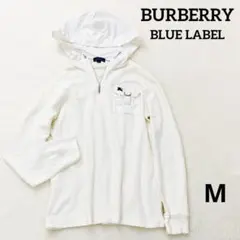 バーバリー　フーディ パーカー　コットン　M〜L　2種異素材使用　ホースロゴ刺繍