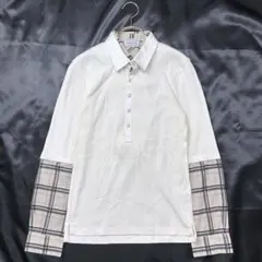 ニコルクラブ　フォーメン　チェック　ドッキング　ポロシャツ　長袖シャツ