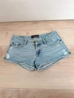 FNJ JEANS ダメージデニムショートパンツ ライトブルー