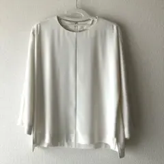 グリーンレーベルリラクシング ホワイト 七分袖 シャツ バックジッパー