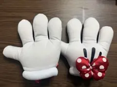 ミニーマウス手型グローブ 赤いリボン付き 両手