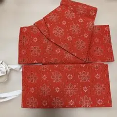 子ども　作り帯　朱色