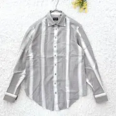 喬治亞瑪尼 長袖襯衫 L 灰色 黑標 義大利製 蠶絲混紡 滿版印花