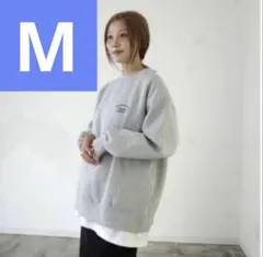 しまむら hideka ワンポイントロゴ刺繍プルオーバー グレー　M