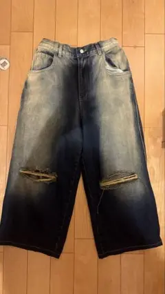 GLAMOUR ダメージ加工 ワイドパンツ