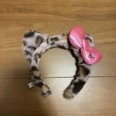 ユニバ　USJ キティ　ヒョウ柄　もふもふ　カチューシャ　リボン
