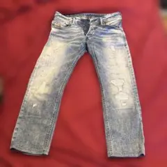 DIESEL ダメージ加工 ライトブルーデニム　ロールアップ