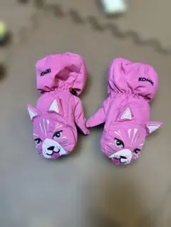 KOMBI 猫 ピンク ミトン　スノーグローブ Mサイズ　キッズ　子供