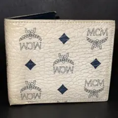 MCM ラウンドジップ長財布 黒 ロゴプレート ヴィセトス柄 エムシーエム