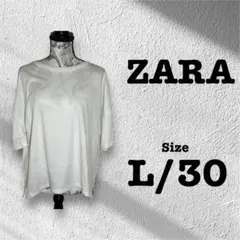 ZARA ザラホワイト クルーネック Tシャツ スリット入り