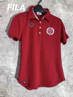 FILA 赤 フィラ　チェック柄 ポロシャツ　ゴルフシャツ　Tシャツ レディースのサムネイル