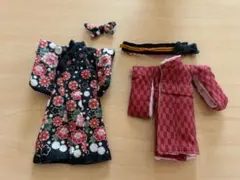 着せ替え服セット 黒花柄・赤模様(オビツ11)