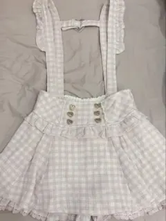 LIZLISA ギンガムツイードサスペンダー付きスカパン