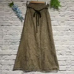 【超美品】リリーブラウン 刺繍 ロング マーメイド スカート 花柄 ブラウン M