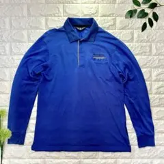 Munsingwear マンシングウェア 10s 青 長袖ポロシャツ 刺繍ロゴ