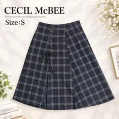 CECIL McBEE チェック柄 レースアップスカート S