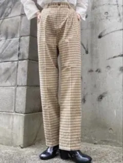 kastane⌇チェック柄 テーパードパンツ ベージュ