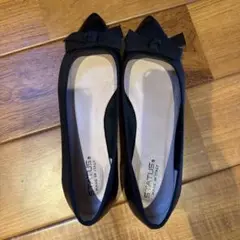 STATUS ブラック フラットシューズ リボン付き