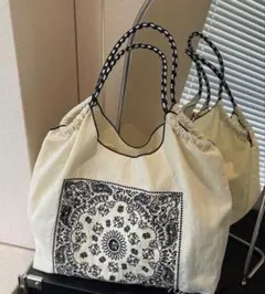 ペイズリー　花柄　スヌーピー　刺繍　トートバッグ　エコバッグ